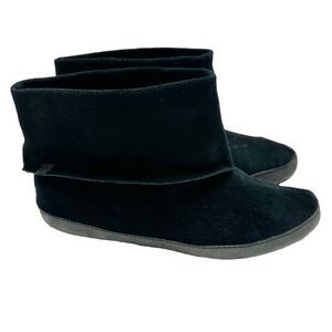 Olukia Womens 6 Auana Ankle Boots Booties Black Suede Fold Over Flat Slip On